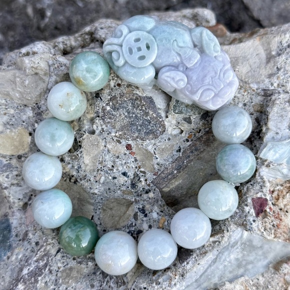 NWT SJ Pearl Natural Carved Pixiu Natural Jade Bracelet - Picture 5 of 6